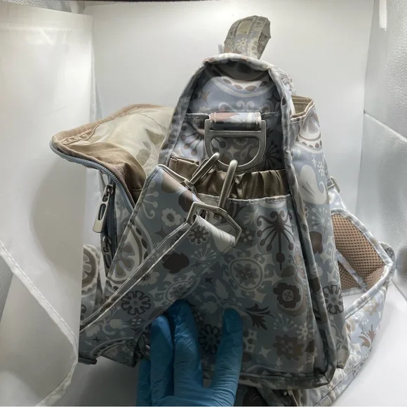 Ju Ju Be Diaper Bag Backpack Maternity Baby Blue Floral - Picture 14 of 14